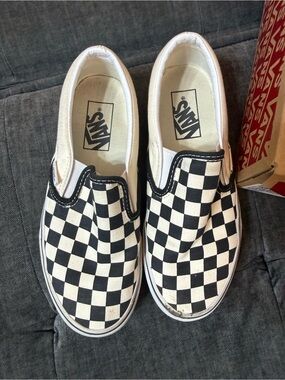 Vans Slip-On Checkerboard Sneakers - Black and White